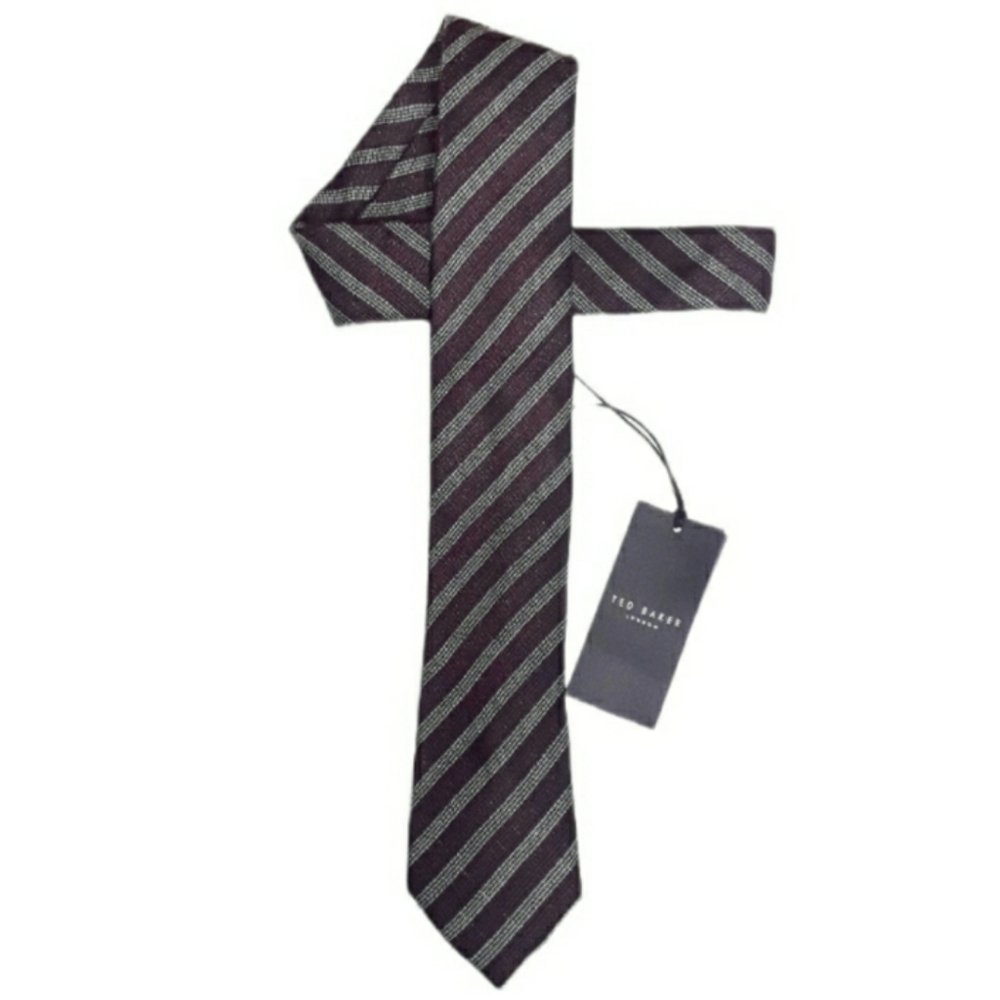 TED BAKER Purple & Gray Stripe 7cm Primaa Tie NWT